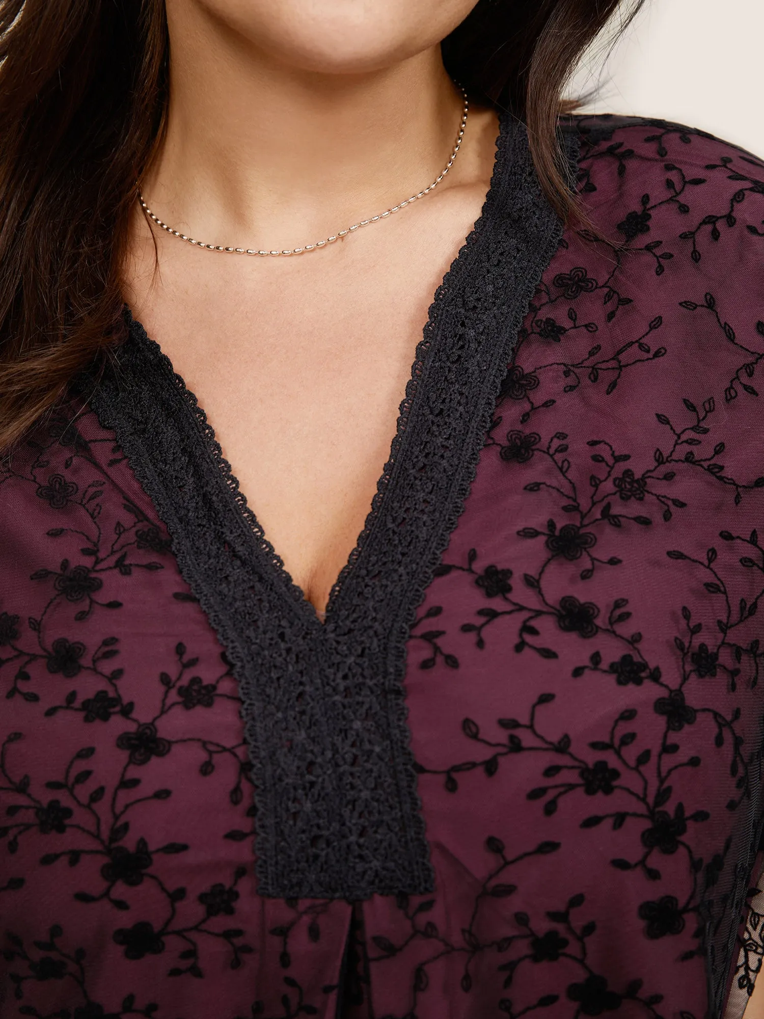 Crochet Lace Mesh Bell Sleeve Blouse sold by Bloomchic product image thumbnail 3