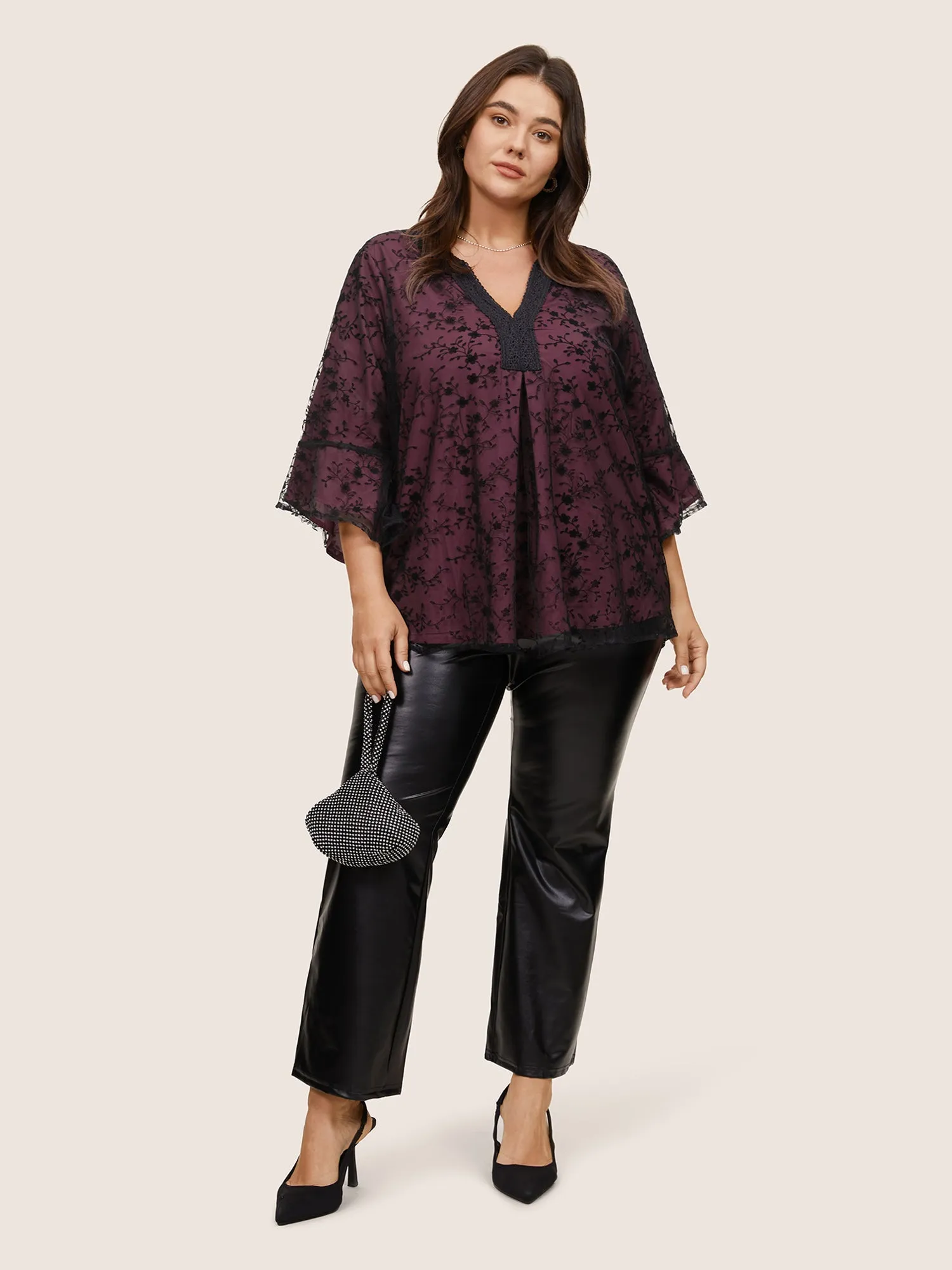 Crochet Lace Mesh Bell Sleeve Blouse sold by Bloomchic product image thumbnail 2