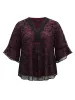 Crochet Lace Mesh Bell Sleeve Blouse sold by Bloomchic