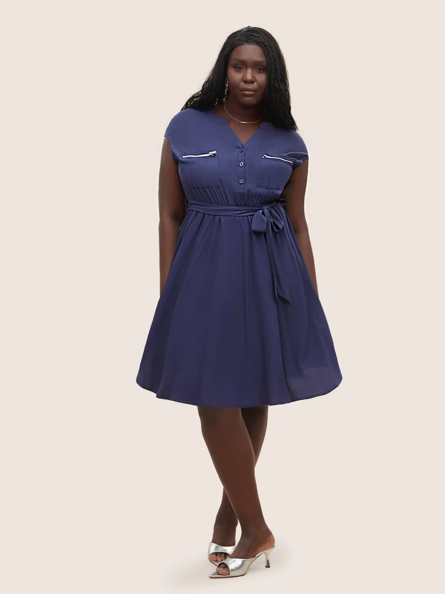 Supersoft Essentials Solid Belted Zipper Dress sold by Bloomchic product image thumbnail 3