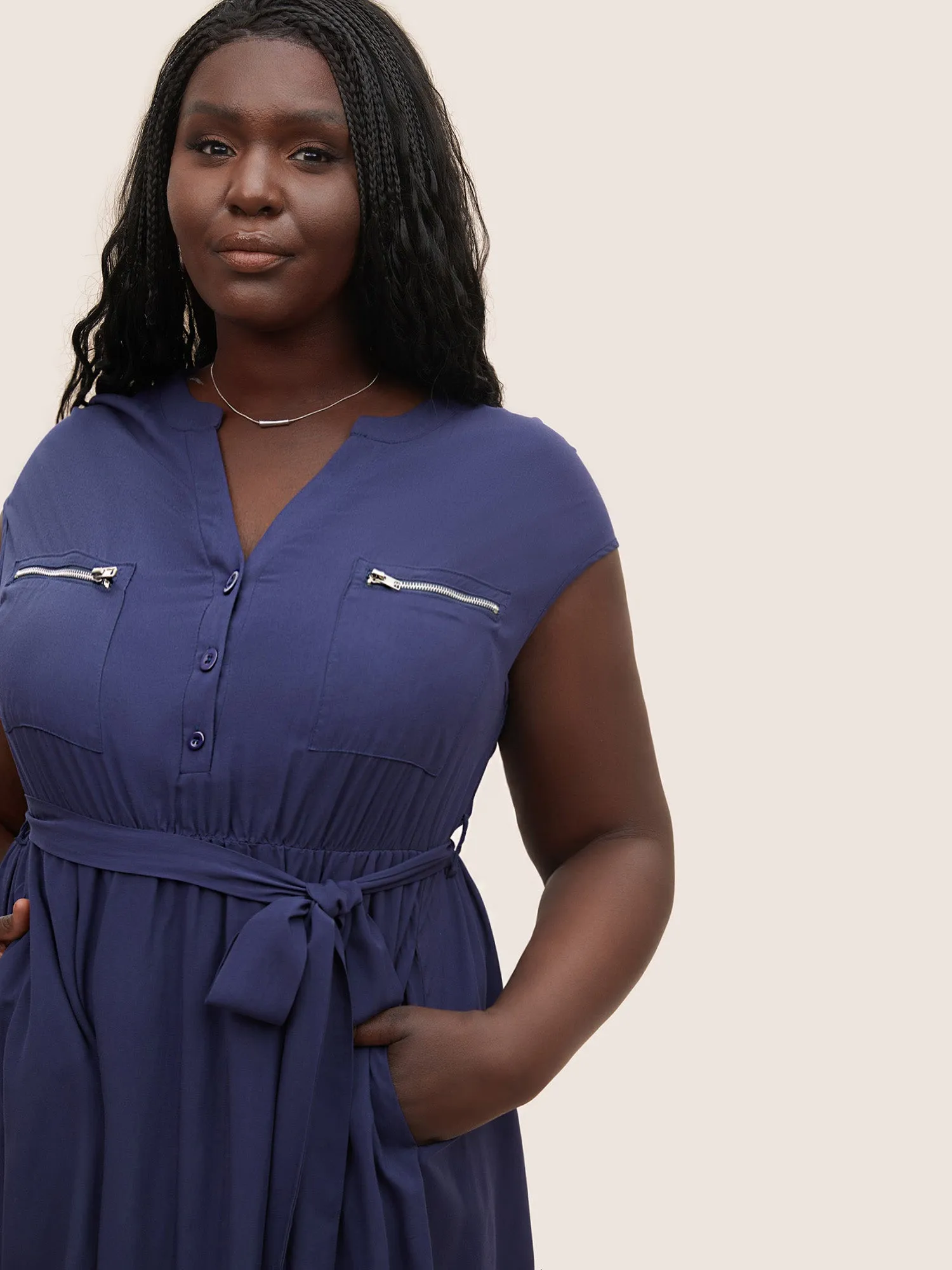 Supersoft Essentials Solid Belted Zipper Dress sold by Bloomchic product image thumbnail 4