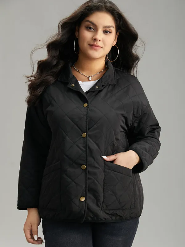 Solid Button Through Pocket Jacket sold by Bloomchic