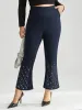 Rhinestone Elastic Waist Bootcut Pants sold by Bloomchic
