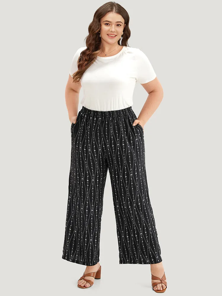 Striped Ditsy Floral Elastic Waist Pants sold by Bloomchic product image thumbnail 4