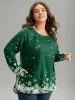 Christmas Snowflake Raglan Sleeve High Low Hem T-shirt sold by Bloomchic