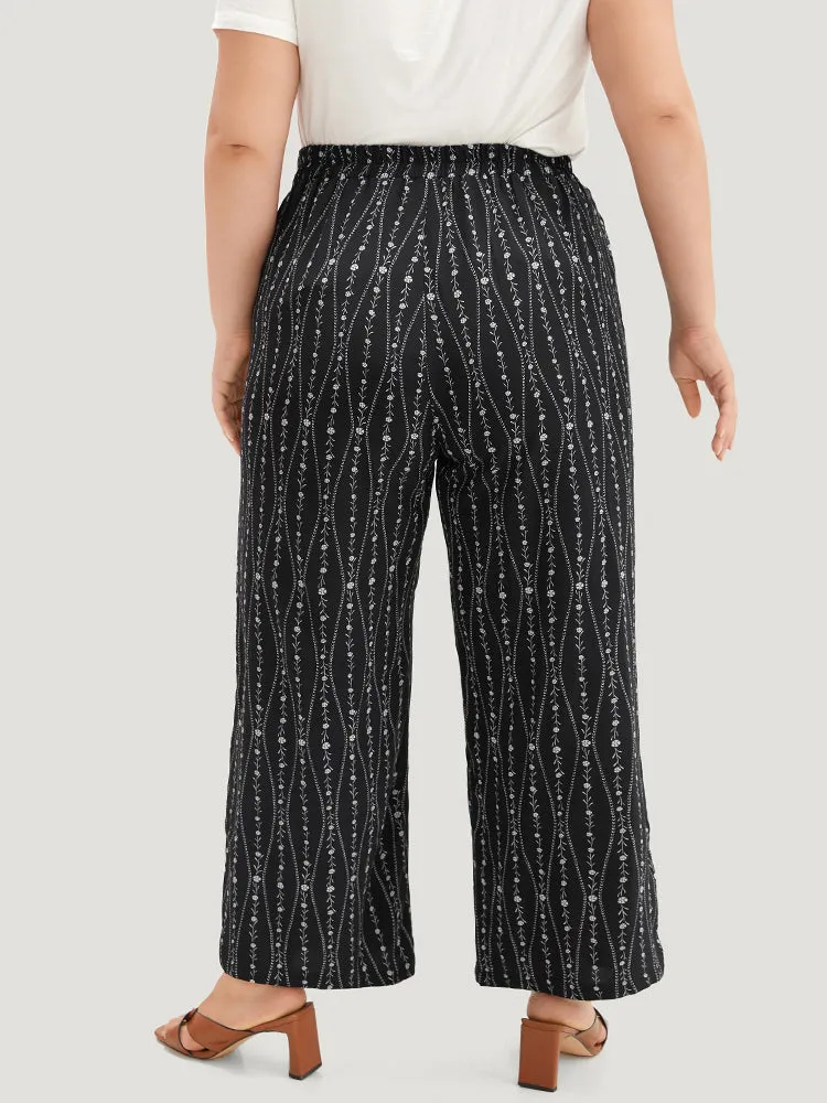 Striped Ditsy Floral Elastic Waist Pants sold by Bloomchic product image thumbnail 5