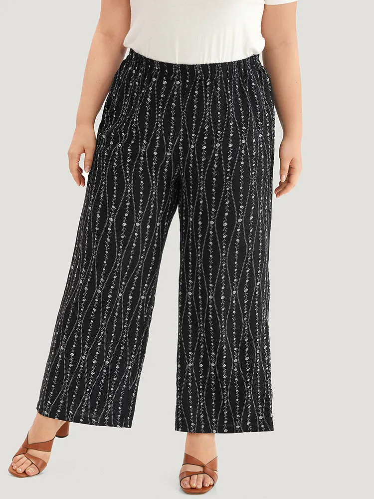 Striped Ditsy Floral Elastic Waist Pants sold by Bloomchic product image thumbnail 2