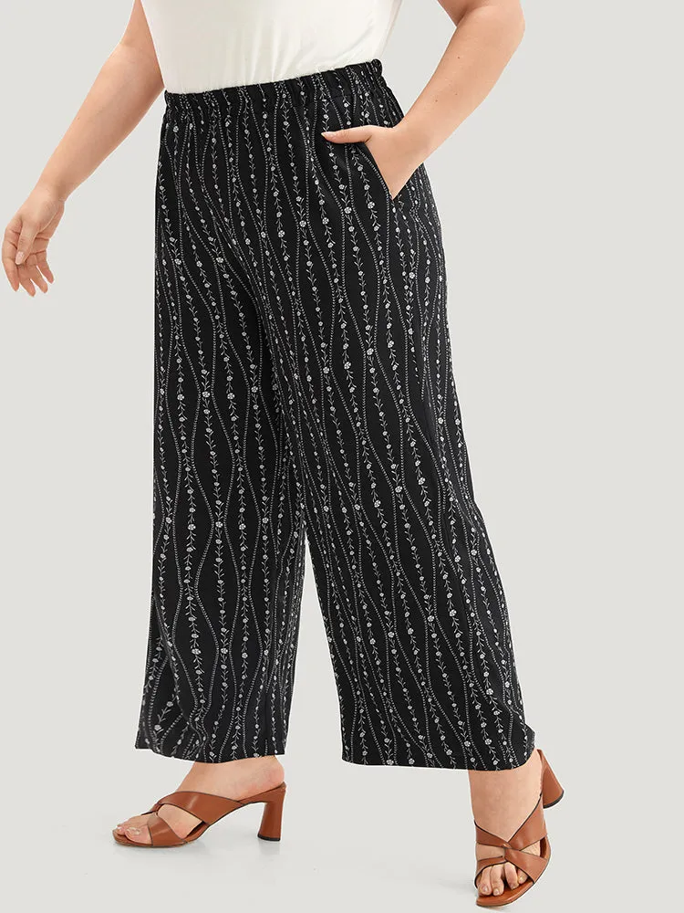 Striped Ditsy Floral Elastic Waist Pants sold by Bloomchic product image thumbnail 3