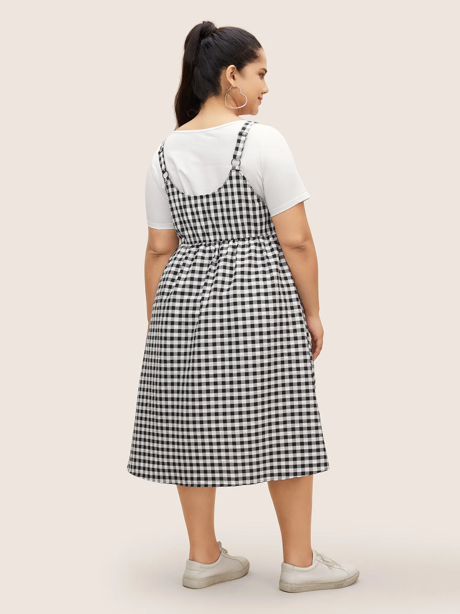 Round Neck Gingham Adjustable Straps Dress sold by Bloomchic product image thumbnail 3