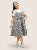 Round Neck Gingham Adjustable Straps Dress sold by Bloomchic