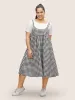 Round Neck Gingham Adjustable Straps Dress sold by Bloomchic