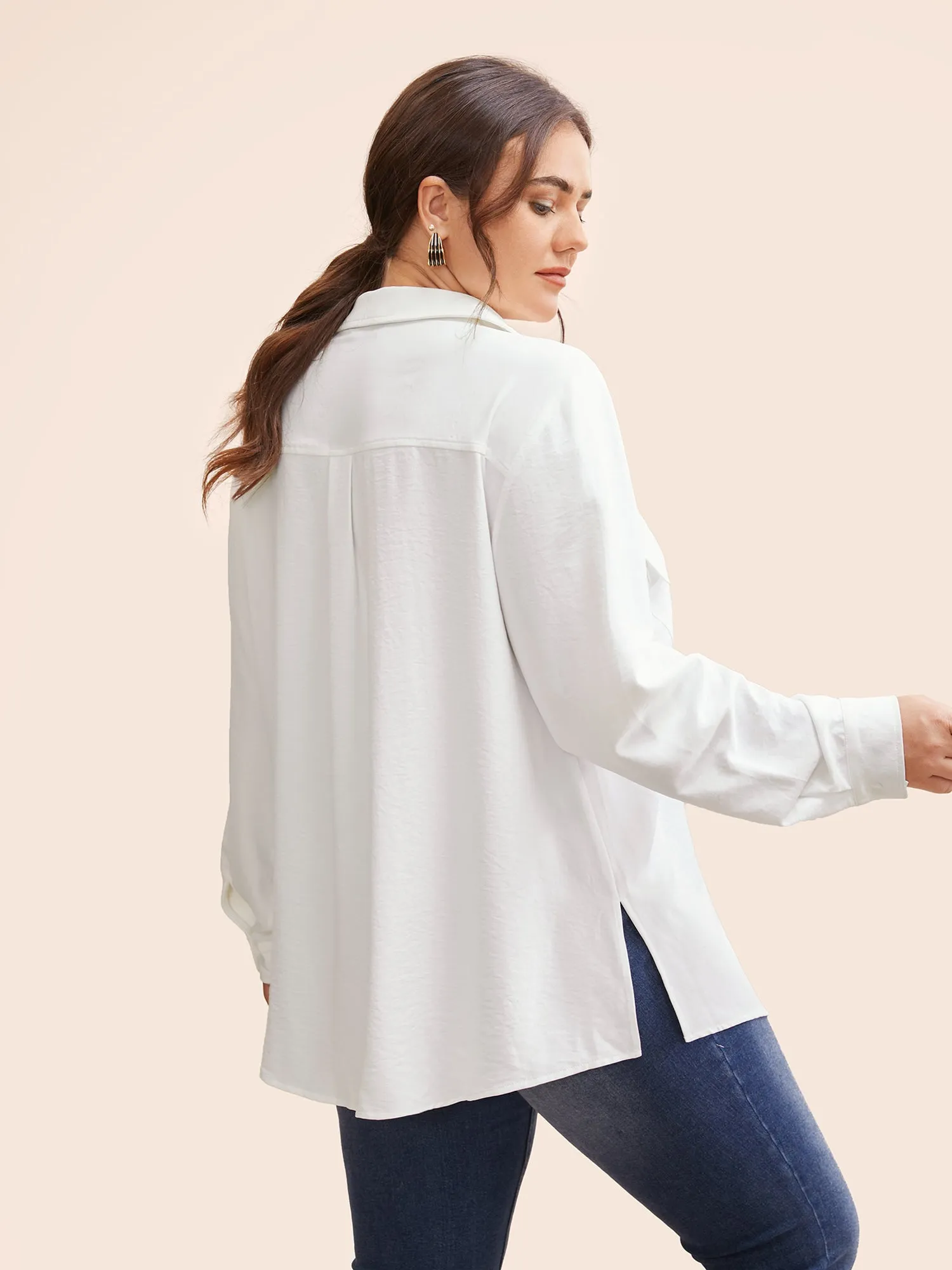 Shirt Collar Flap Detail Tab Sleeve Blouse sold by Bloomchic product image thumbnail 5