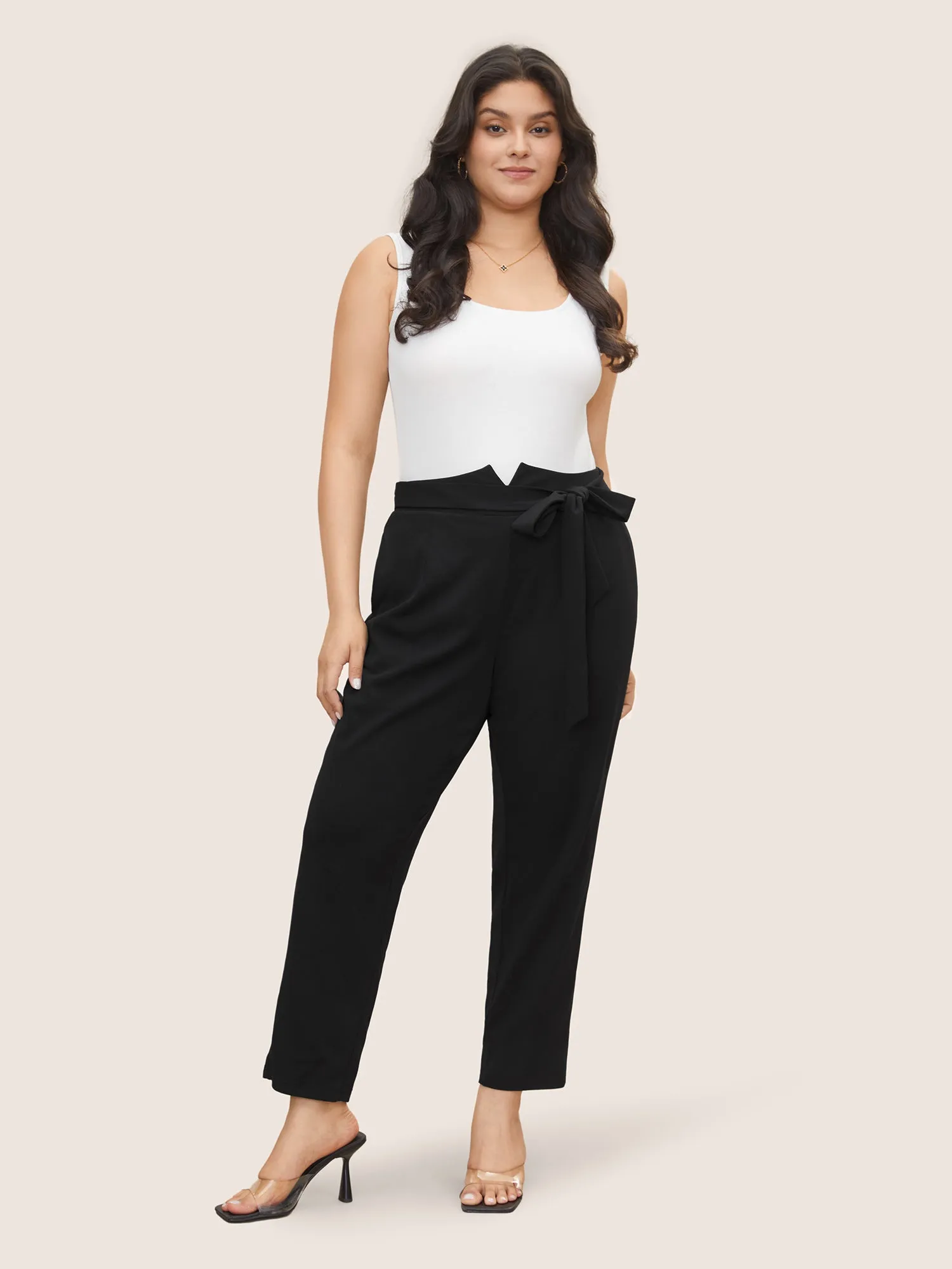 Plain Tie Knot Slanted Pocket High Rise Pants sold by Bloomchic product image thumbnail 3