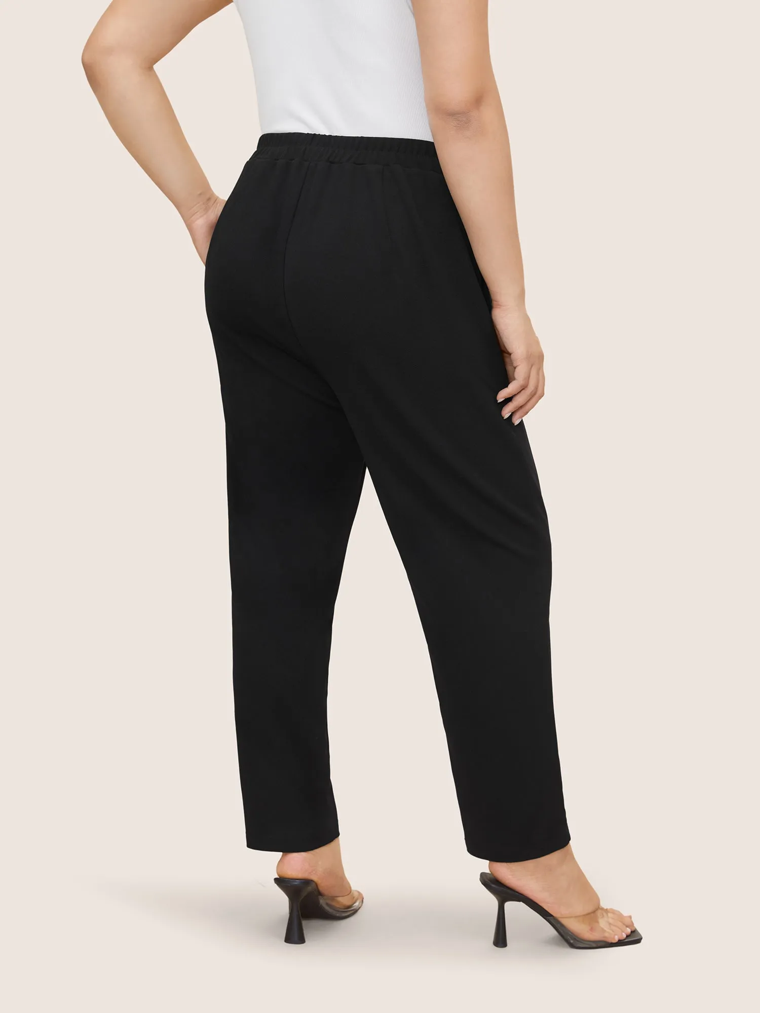Plain Tie Knot Slanted Pocket High Rise Pants sold by Bloomchic product image thumbnail 2