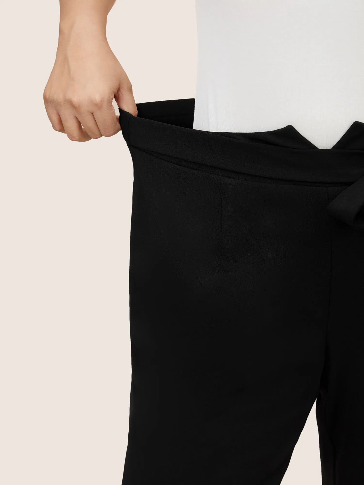 Plain Tie Knot Slanted Pocket High Rise Pants sold by Bloomchic product image thumbnail 4