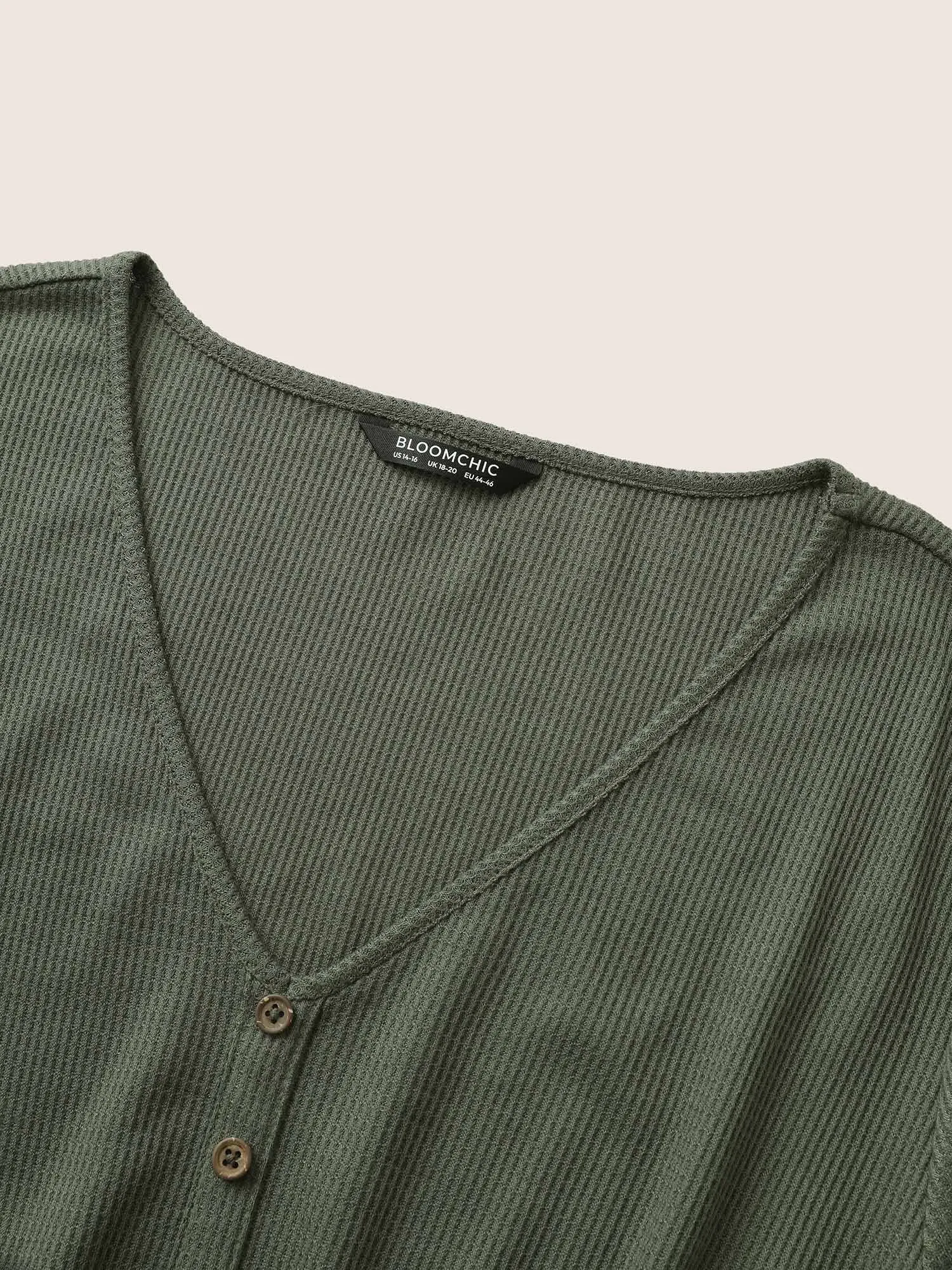 Solid Waffle Knit Button Detail Belted Dress sold by Bloomchic product image thumbnail 5