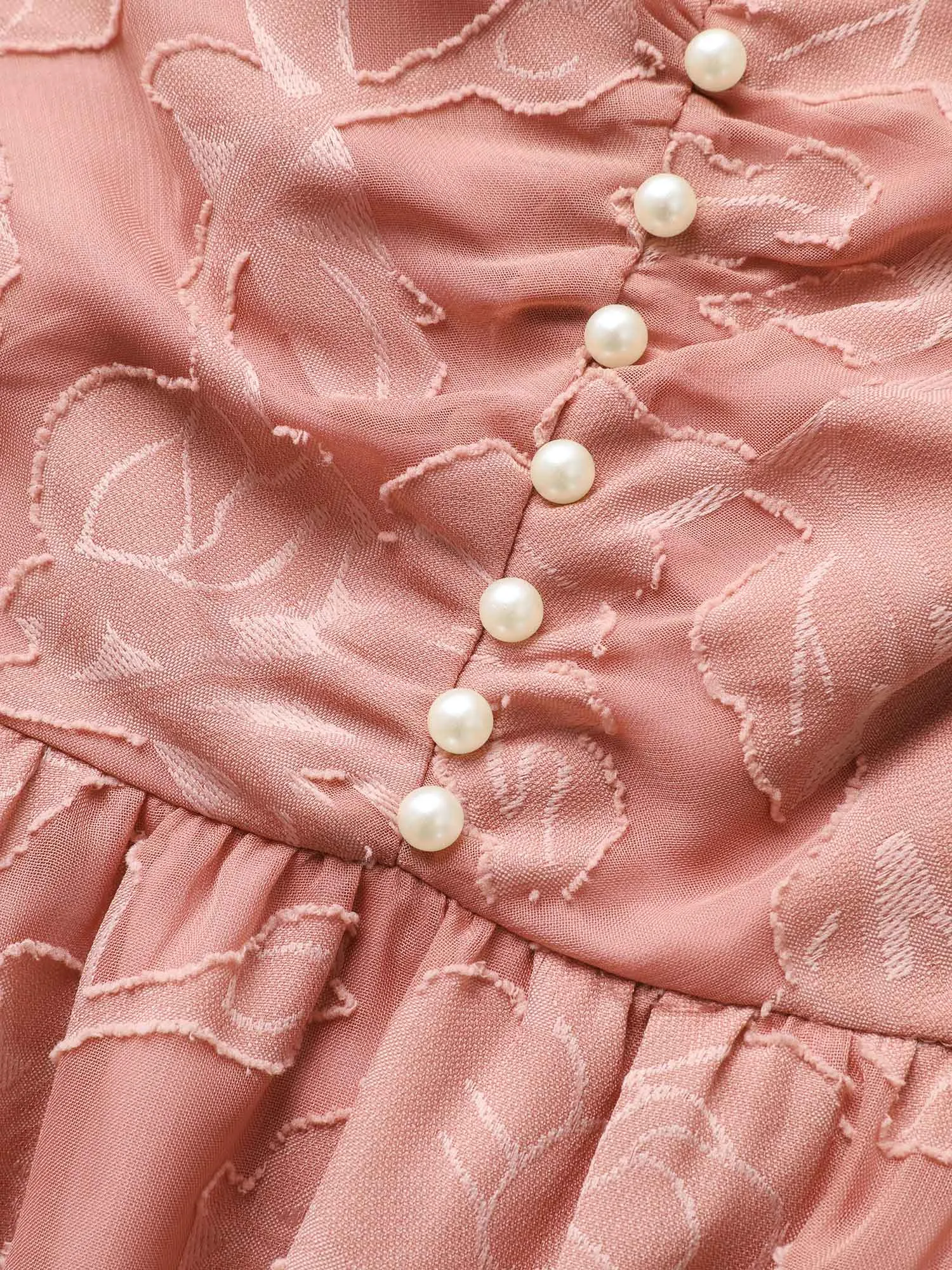 Textured Mesh Pearl Beaded Ruched Pocket Dress sold by Bloomchic product image thumbnail 5