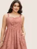 Textured Mesh Pearl Beaded Ruched Pocket Dress sold by Bloomchic