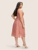 Textured Mesh Pearl Beaded Ruched Pocket Dress sold by Bloomchic