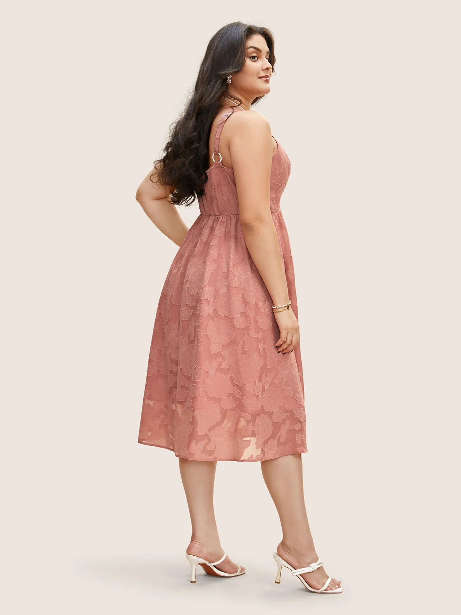 Textured Mesh Pearl Beaded Ruched Pocket Dress sold by Bloomchic product image thumbnail 3