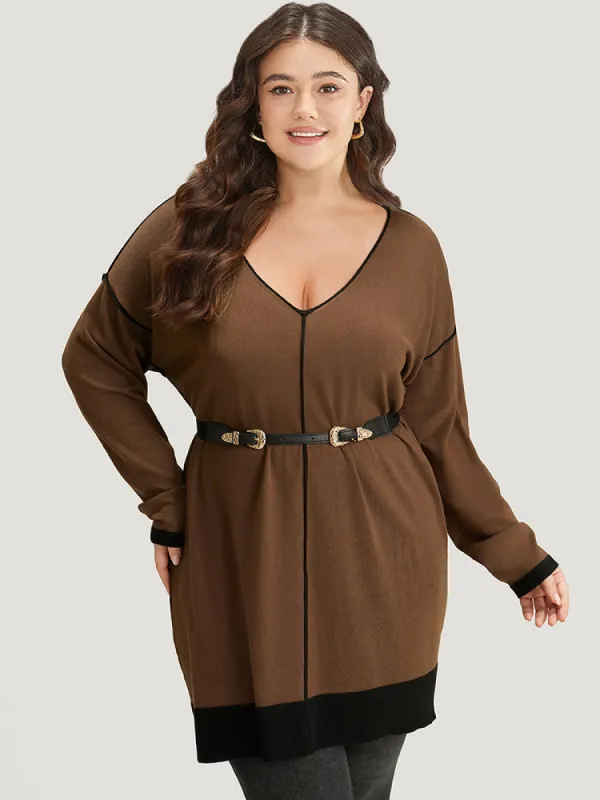 Contrast Seam Detail Drop Shoulder Pullover sold by Bloomchic