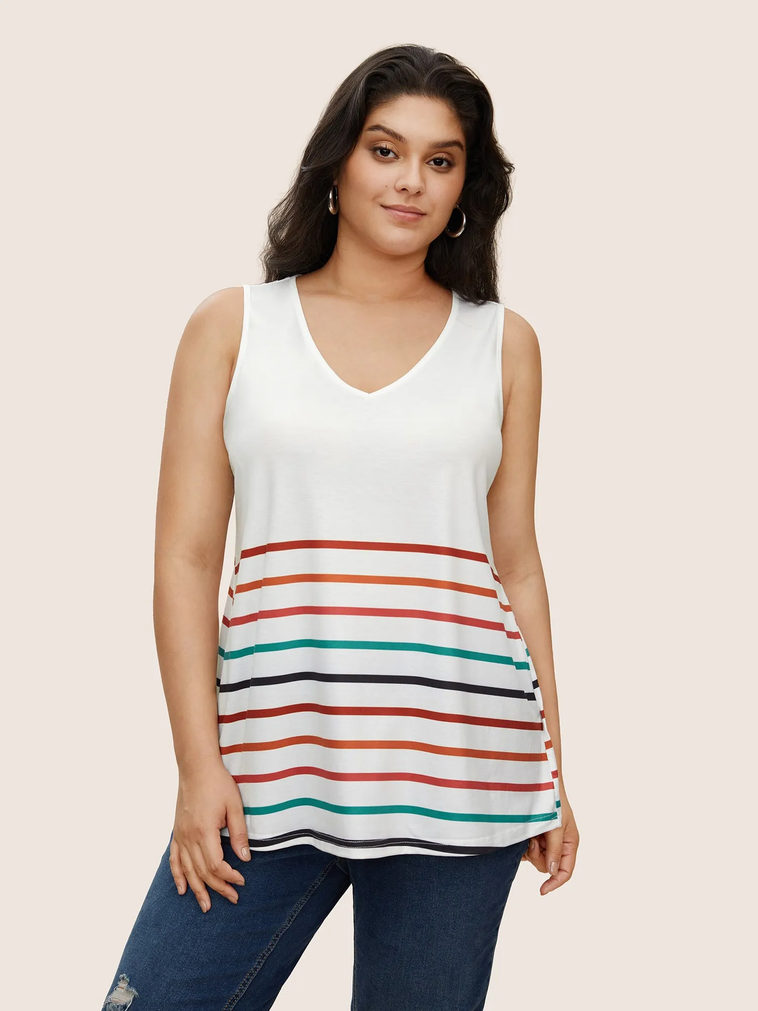 Colored Striped V Neck Tank Top sold by Bloomchic