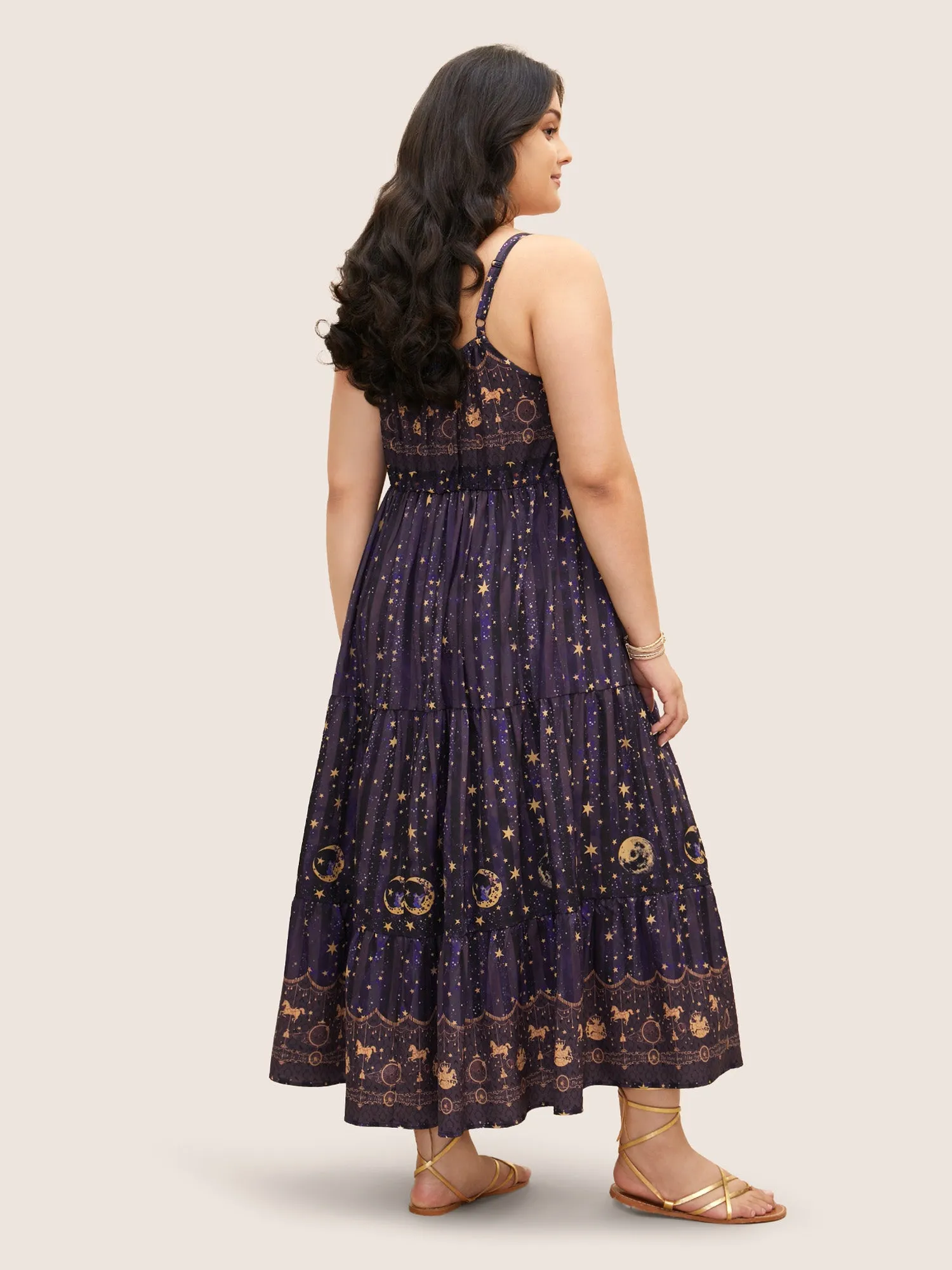 Star & Moon Print Elastic Waist Maxi Cami Dress sold by Bloomchic product image thumbnail 4