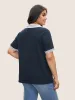 Striped Patchwork Polo Neck Rib Knit T-shirt sold by Bloomchic