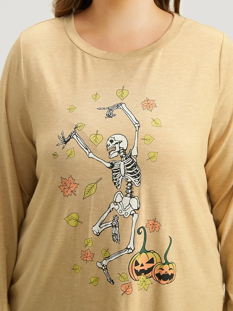 Halloween Skull & Pumpkin Print Sleep Top sold by Bloomchic product image thumbnail 5