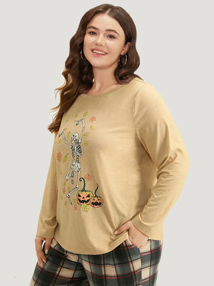 Halloween Skull & Pumpkin Print Sleep Top sold by Bloomchic product image thumbnail 2