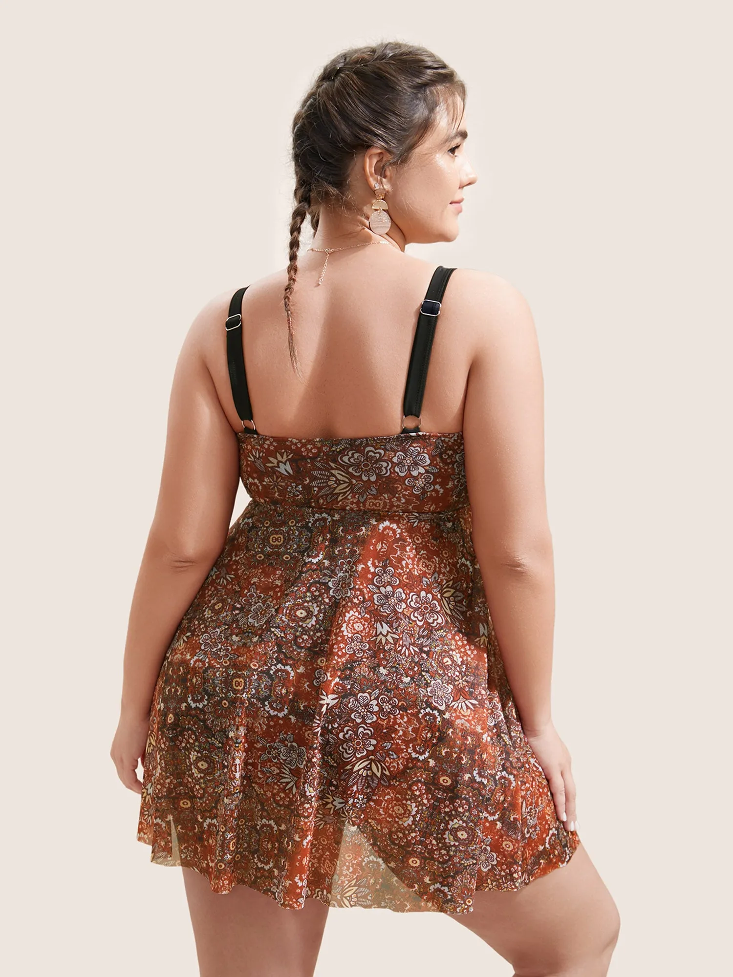 Bandana Print Adjustable Straps Mesh Swim Dress sold by Bloomchic product image thumbnail 2