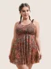 Bandana Print Adjustable Straps Mesh Swim Dress sold by Bloomchic