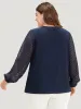 Anti-Wrinkle Patchwork Mesh Pleated Blouse sold by Bloomchic