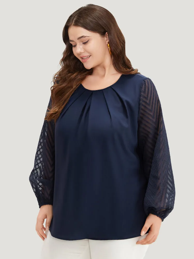 Anti-Wrinkle Patchwork Mesh Pleated Blouse sold by Bloomchic product image thumbnail 3