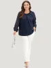Anti-Wrinkle Patchwork Mesh Pleated Blouse sold by Bloomchic