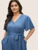 Supersoft Essentials Plain Flutter Sleeve Belted Jumpsuit sold by Bloomchic