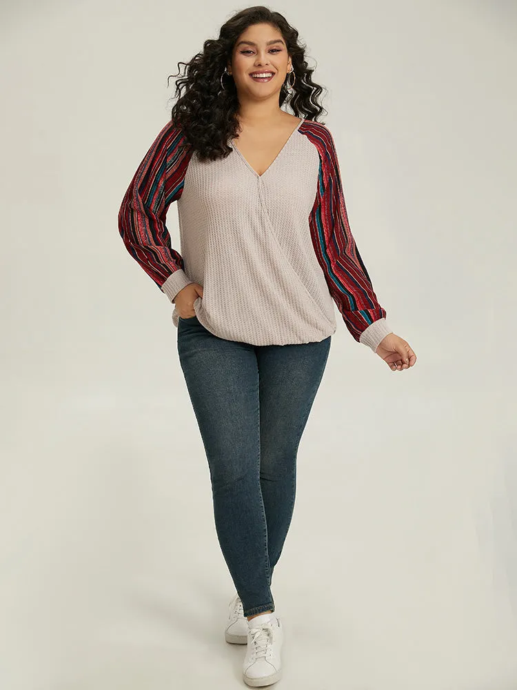 Bandana Print Patchwork V Neck Raglan Sleeve T-shirt sold by Bloomchic product image thumbnail 4