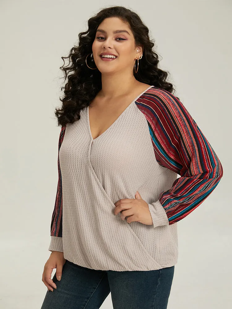 Bandana Print Patchwork V Neck Raglan Sleeve T-shirt sold by Bloomchic product image thumbnail 3