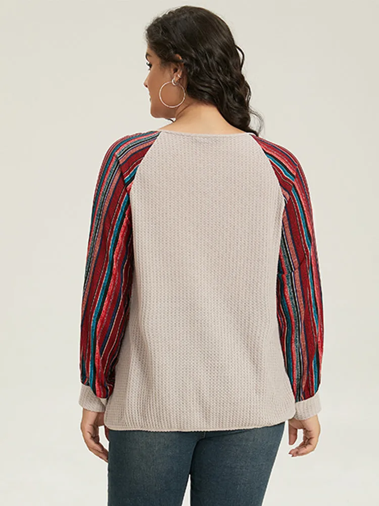 Bandana Print Patchwork V Neck Raglan Sleeve T-shirt sold by Bloomchic product image thumbnail 2