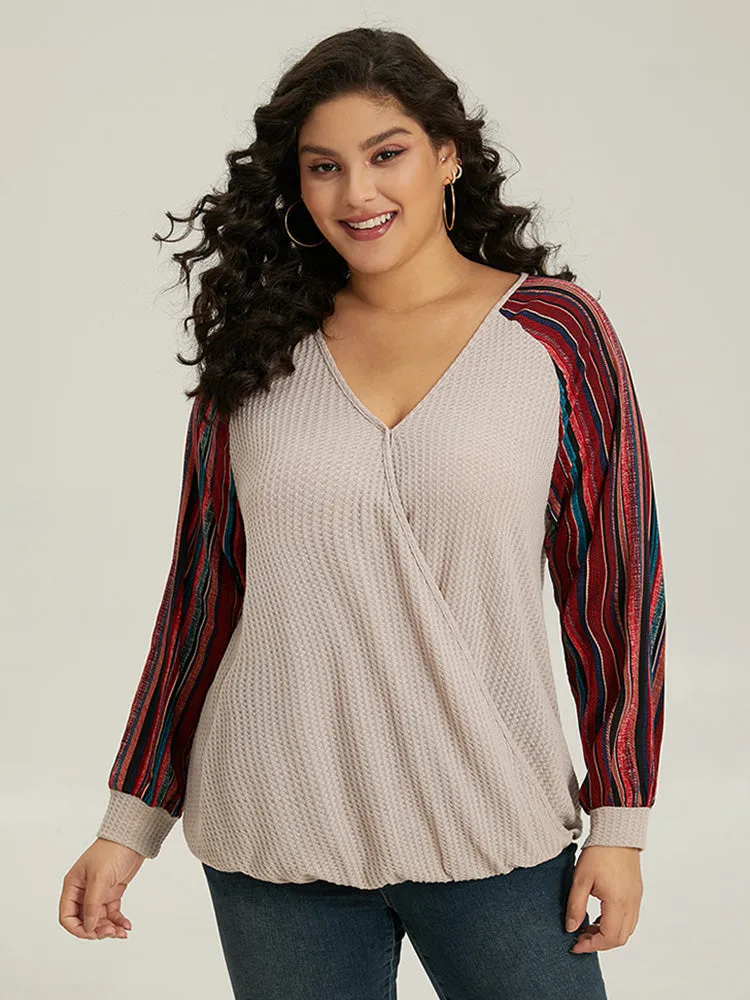 Bandana Print Patchwork V Neck Raglan Sleeve T-shirt sold by Bloomchic product image thumbnail 5