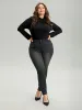 Black Wash Button Detail Skinny Jeans sold by Bloomchic