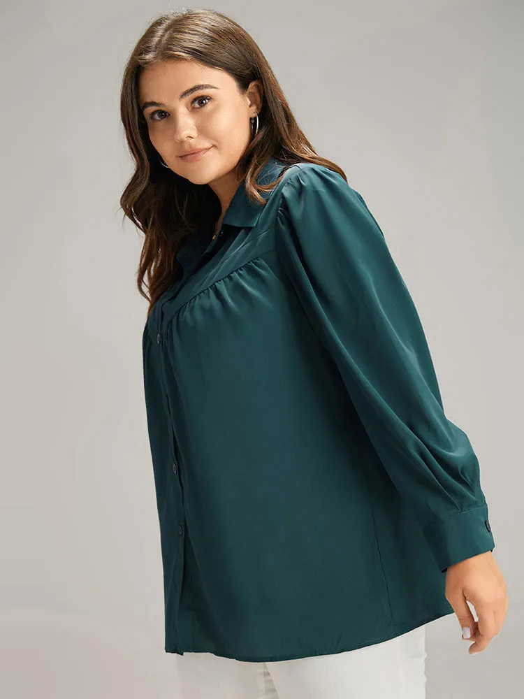 Solid Shirt Collar Gathered Blouse sold by Bloomchic product image thumbnail 4