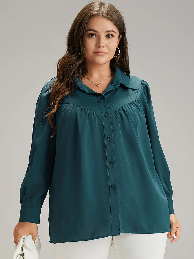 Solid Shirt Collar Gathered Blouse sold by Bloomchic product image thumbnail 5