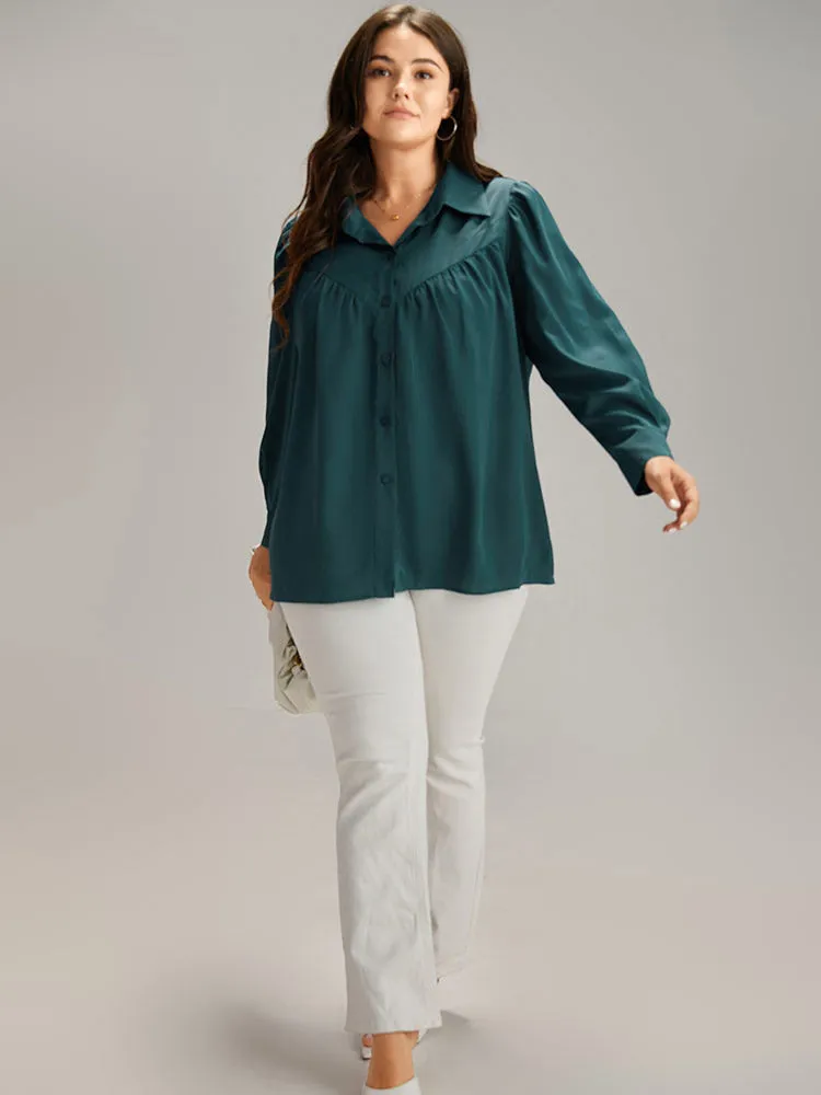 Solid Shirt Collar Gathered Blouse sold by Bloomchic product image thumbnail 3