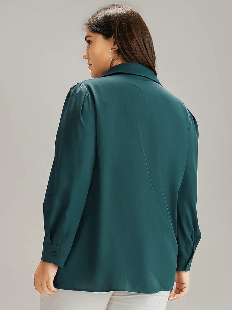 Solid Shirt Collar Gathered Blouse sold by Bloomchic product image thumbnail 2