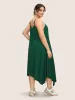 Solid Asymmetrical Hem Pocket Cami Dress sold by Bloomchic