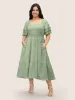 Square Neck Shirred Tiered Ruffle Sleeve Dress sold by Bloomchic