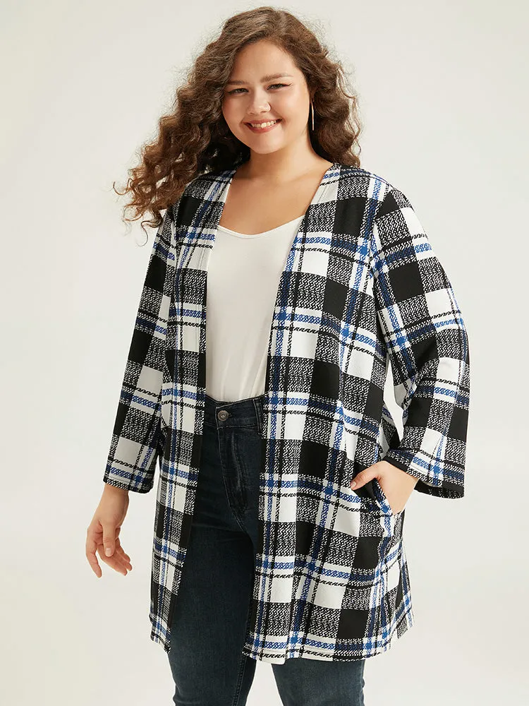 Plaid Print Pocket Open Front Kimono sold by Bloomchic product image thumbnail 3