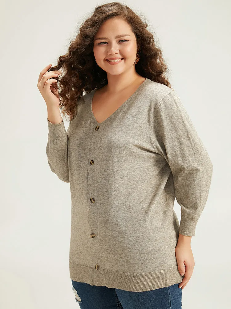 Supersoft Essentials Button Detail Solid V Neck Cardigan sold by Bloomchic product image thumbnail 4