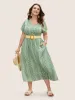 Boho Print Overlap Collar Dolman Sleeve Dress sold by Bloomchic